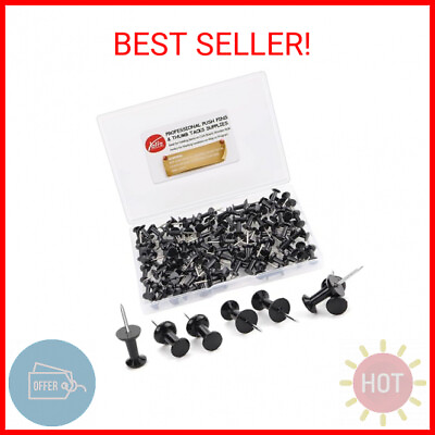 #ad Yalis Push Pins Black Thumb Tacks Standard Dark Pushpins Steel Point and Plastic $6.47