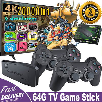 #ad #ad 4K HDMI TV Game Stick Built in 64GB 20000 Video Games Console Wireless Gamepad $24.99