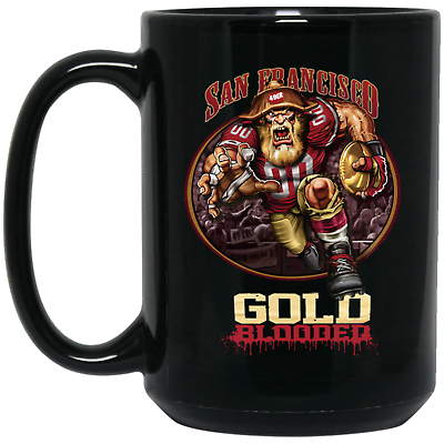 #ad San Francisco 49ers Gold Blooded Player Miner Black 15 oz Ceramic Coffee Mug Cup $18.99
