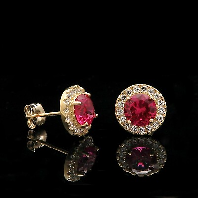 #ad 1.00CT Round Cut Red Ruby amp; Diamond Woman#x27;s Beauty Wedding 14K Yellow Gold Over $48.60
