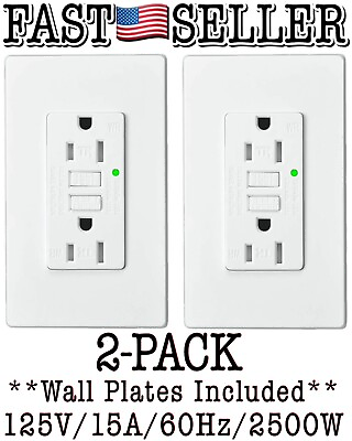 #ad 2x 15 Amp GFCI Wall Outlet Receptacle Tamper Resistant Duplex w LED Indicator $23.42