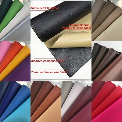 #ad 45 Colors Self Adhesive Vinyl Fabric Faux Leather 56quot; Wide Continuous By Yard $13.99