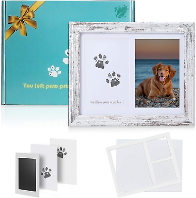 #ad Dog Paw Print Kit Frame Pet Memorial Picture Frame with Pawprints Dog or Cat $23.74