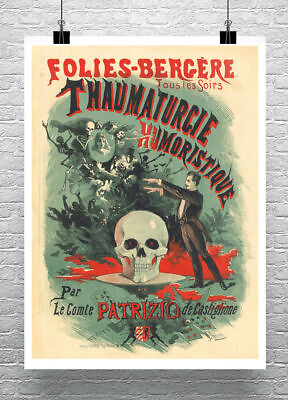#ad Folies Bergere 1875 Vintage Black Magic Poster Fine Art Giclee Print on Canvas $19.00