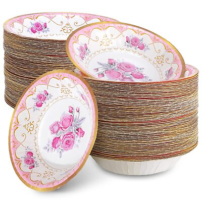 #ad 200 Pcs Tea Party Paper Bowls 18 oz Floral Paper Soup Bowls Bulk Vintage Flow... $22.92