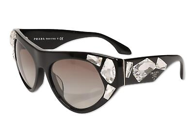 #ad Prada 302772 SPR 21Q Black Crystal Embellished 56 18 140 Cat Eye Sunglasses $233.75