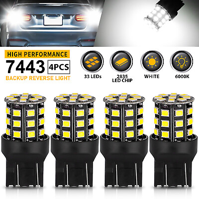 #ad 4X LED Backup Reverse Light Bulbs Back Up Super Bright White 7440 7443 7444 W21W $11.48