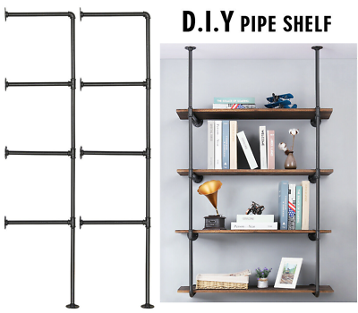 #ad Industrial Iron Pipe Shelf Wall Mount DIY Open BookshelfHung Bracket Rack $32.99