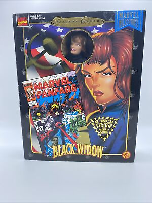 #ad Marvel Famous Cover Series 8quot; Action Figure Black Widow Toy Biz Fabric costume $22.99