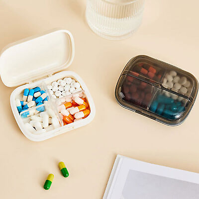 #ad Pill Box Organizer With 4 Compartments Home Mini Pill Dispenser Case $10.47