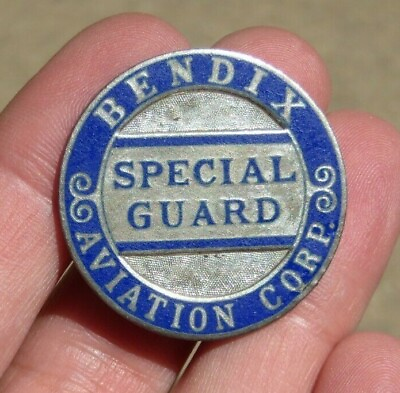#ad WW2 BENDIX AVIATION CORP Employee Identification Badge Sterling Special Guard $229.99