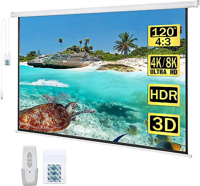 #ad White 120quot; Projector Screen Electric Diagonal Automatic Projection Movies Screen $244.89