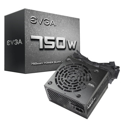 #ad EVGA 100 N1 0750 L1 Power Supply 750W ATX 12V 120mm Sleeve Bearing Fan $89.94