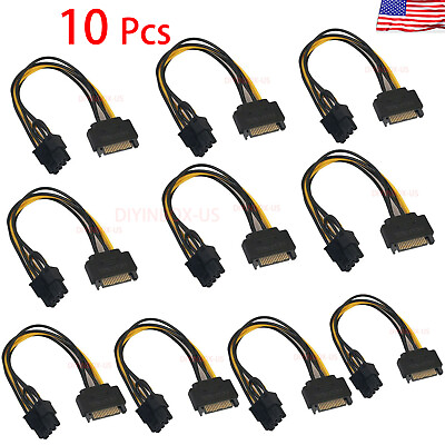 #ad 10 pcs SATA 15pin Male to 8pin 62 PCI Express Video Graphic Adapter Power Cable $16.78