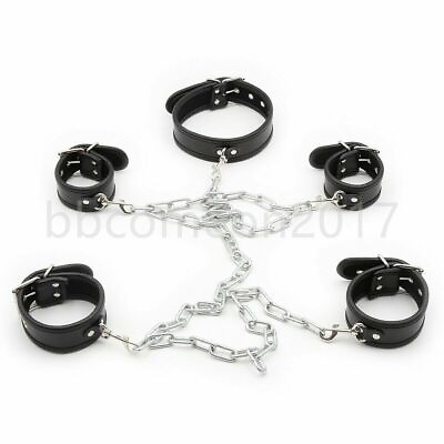 #ad Slave Chain Harness Wrist Ankle Hand Cuffs Collar Restraints Torture Irons $36.69