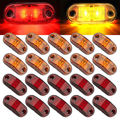 #ad 20PCS Marker Lights LED Truck Trailer Oval Clearance Side Light Amber Red USA $20.99