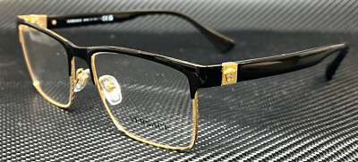 #ad VERSACE VE1285 1443 Black Gold Men#x27;s 56 mm Eyeglasses $137.70