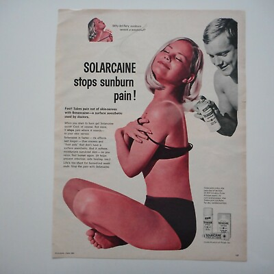 #ad Solarcaine Sunburn Relief Products Ad 1968 Vintage Print $9.99