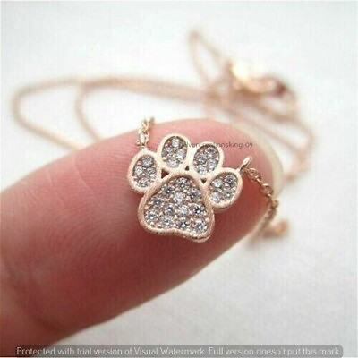 #ad 0.50 Ct Round Cut Simulated Diamond Women Dog Paw Pendant 925 Silver Gold Plated $78.61
