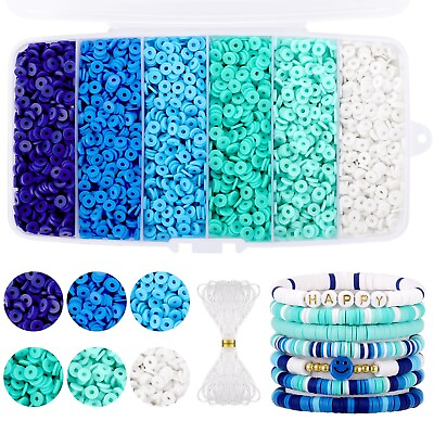 #ad 6000 Pcs Blue Clay Beads for Bracelets Making Funtopia Heishi Beads Polymer ... $29.03