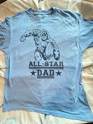 #ad Mens Marvel Captain America quot;All Star Dadquot; T Shirt Size Large Blue $12.22