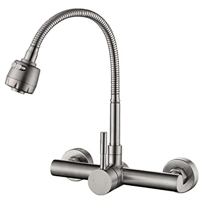#ad Wall Mount Kitchen Faucet One Handle 8quot; inch Center Commercial Sink Faucet wi... $64.73