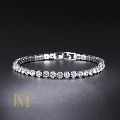 #ad 7quot; Inch Long Tennis Bracelet Solid 14K White Gold 6 Carat Round Cut For Women $365.40