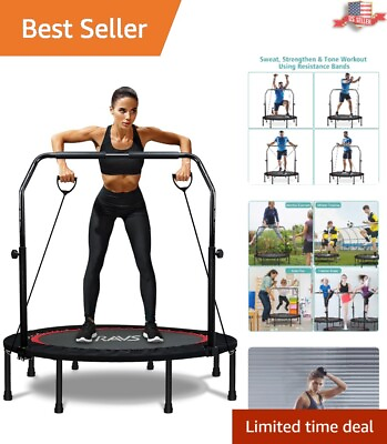 #ad Foldable Mini Trampoline 40quot; 48quot; Fitness Rebounder with Adjustable Handle amp;... $170.97