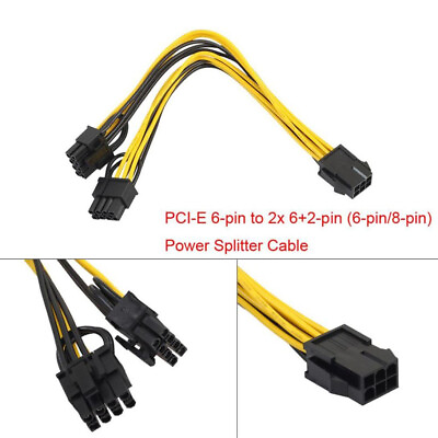 #ad 5 pack PCI E 6 pin to 2x 62 pin Power Sp♪itter Cab♪e PCIE PCI Express 5X x ♪ $15.43
