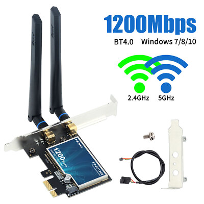 #ad Desktop PC PCIe WiFi Bluetooth Card Dual Band 802.11ac PCIe Network WiFi Adapter $11.19