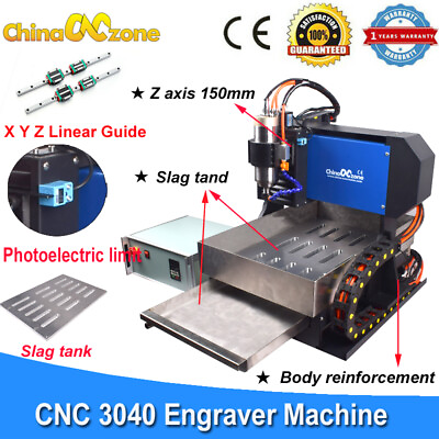 #ad Steel 3040 4 Axis CNC Router Milling Carving Engraver Linear Guide Slag Tank $2899.00