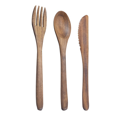 #ad Modern Flatware Sets Lunch Utensil Set Bamboo Cutlery Set Wooden Travel Cutlery $10.92