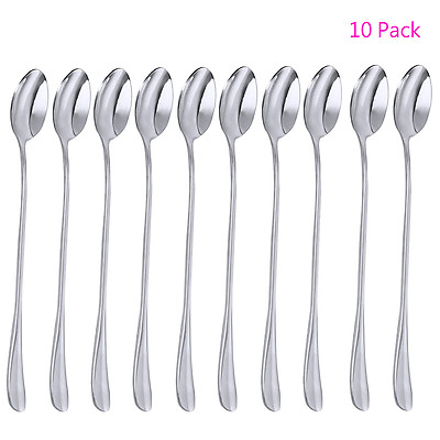 #ad 10 Pack Magik Long Handle Stainless Steel Mixing Ice Cream Coffee Spoon Set $11.29
