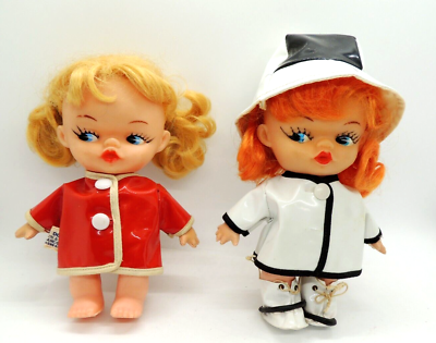 #ad Vintage 1966 R. Dakin Dream Dolls Fashion Baby Raincoat Red Blond Hair Lot of 2 $26.00
