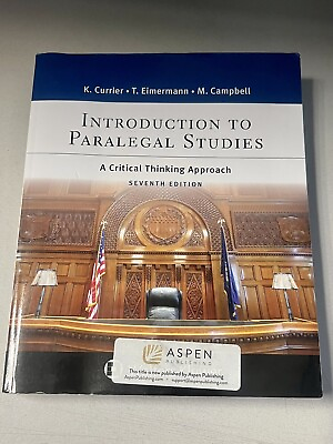 #ad Introduction to Paralegal Studies : Seventh Edition K. Currier ASPEN $105.00
