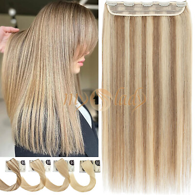#ad Straight One Piece Clip In 100% Remy Human Hair Extensions 3 4Full Head Weft USA $60.21