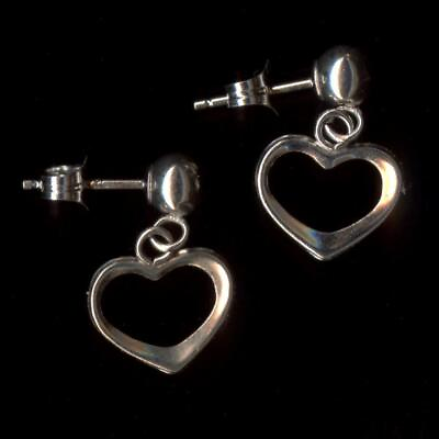 #ad New 14K 15mm Fine Solid White Gold Heart Love Bead Ball Stud Earrings Io $45.46