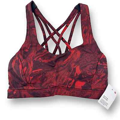 #ad Lululemon Free To Be Serene Strappy Sports Bra Sz 4 XS Oiled Marble Red Black $49.00