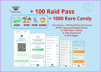 #ad Pokémon Go 100 Raid Pass 1000 Rare Candy 100 Bagon 100 Charizard SALE $42.99