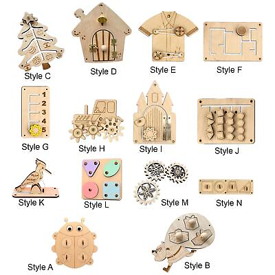 #ad Wooden Busy Board Accessories Wooden Sensory Toys Portable Early Educational $9.41