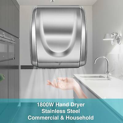 #ad Hand Dryer 1800W Electric Stainless Steel Commercial and Household Auto $94.49