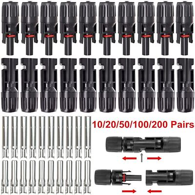 #ad 10 20 50 100 200 Pairs Male Female Solar Cable Connectors For DIY Solar Panel US $58.39