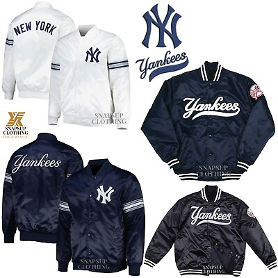 #ad MLB NY Yankees Men#x27;s Bomber Style Multi color Satin Lettermen Varsity Jacket $99.00