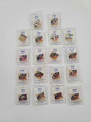 #ad Lot Of 18 USA 1992 Helping America’s Athletes Pins Winter Olympic#x27;s Albertville $31.49