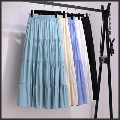 #ad Indian Cotton Colorful Solid Long Frill Skirt Womens Partywear Skirt Girl Skirts $24.49