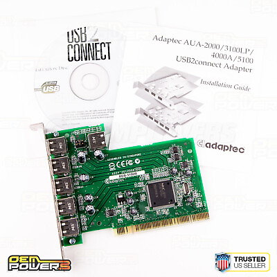 Adaptec AUA 5100B 6 Port USB 2.0 PCI Card Expansion Controller PC Computer NEW $12.89