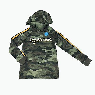 #ad Carters KID Boys Hooded Shirt 6 Green Camo Super Cool Pullover Lightweight New $6.50