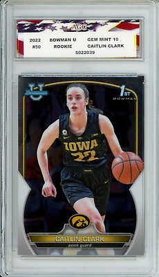 #ad 2022 Bowman U #50 Caitlin Clark AGC 10 Gem Mint Rookie Card Iowa Hawkeyes GOAT $59.99