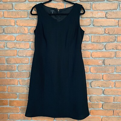 #ad Talbots Petite Sleeveless V Neck Midi Knee Length Dress Black Size 10P $27.00