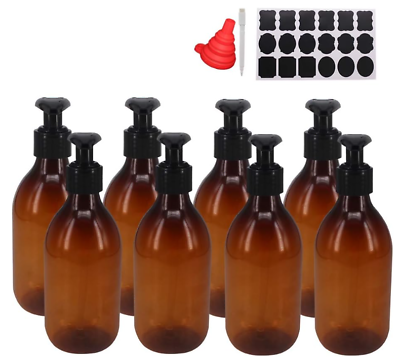 #ad 8 Pack 8OZ Amber Plastic Pump Lotion Bottles w Pen Labels amp; Funnel by ZMYBCPAC $16.90